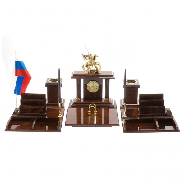 Письменный набор &amp;quot;Георгий Победоносец&amp;quot; камень обсидиан 122217