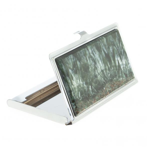 Карманная визитница из камня серафинит цвет серебро 122434