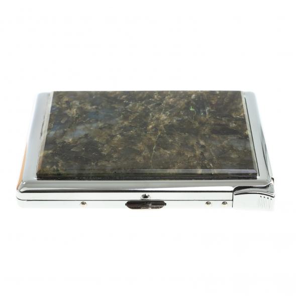 Портсигар на 10 сигарет с зажигалкой камень лабрадор 123403