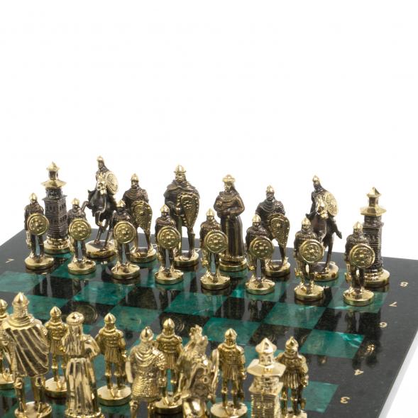 Шахматы &amp;quot;Богатыри&amp;quot; из бронзы и шабровского змеевика 44х44 см 127561