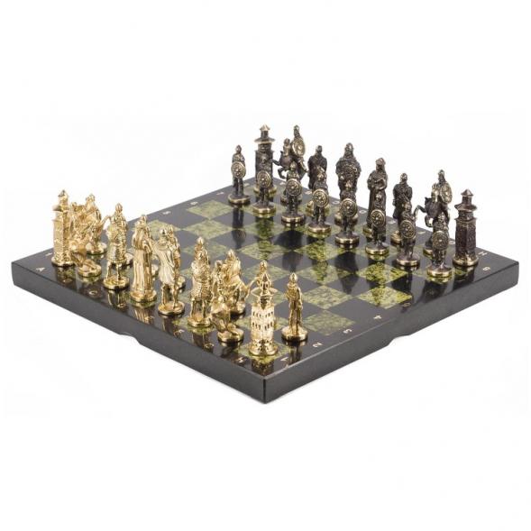Шахматы настольные &amp;quot;Богатыри&amp;quot; змеевик бронза 40х40 см 119025