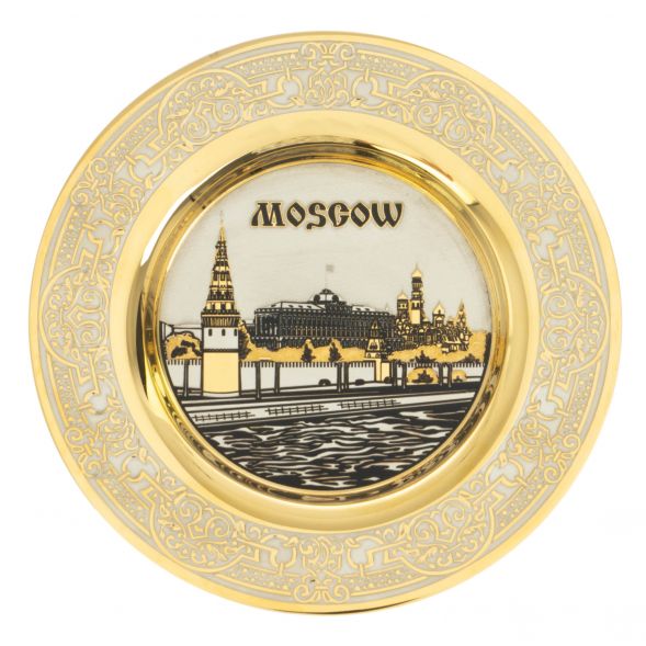 Тарелка с гравюрой &amp;quot;Москва&amp;quot; 12 см в подарочной упаковке Златоуст 128499