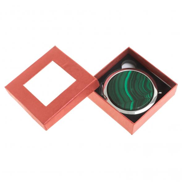 Зеркало круглое из камня малахит цвет серебро 122743