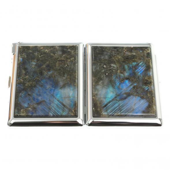 Портсигар на 20 сигарет с зажигалкой камень лабрадор 123404