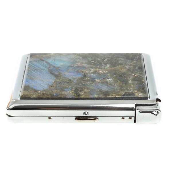 Портсигар на 20 сигарет с зажигалкой камень лабрадор 123404