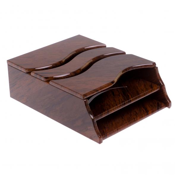 Лоток для бумаг А4 двухъярусный с крышкой коричневый обсидиан 125797