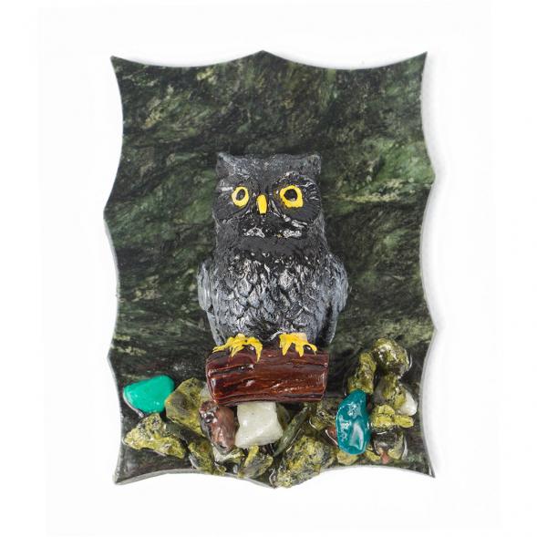 Магнит &amp;quot;Филин на ветке&amp;quot; змеевик 118010