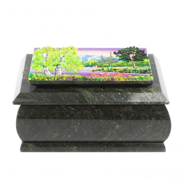 Шкатулка с рисунком &amp;quot;Лето&amp;quot; из змеевика 16х12х7,5 см 127482