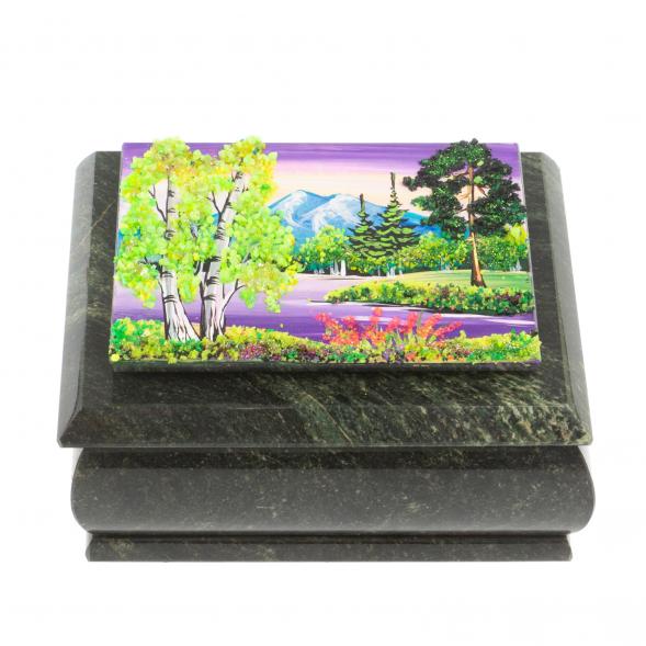 Шкатулка с рисунком &amp;quot;Лето&amp;quot; из змеевика 16х12х7,5 см 127482