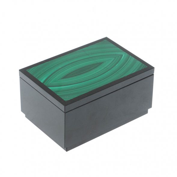 Шкатулка из малахита и долерита 10х7х5 см 128943