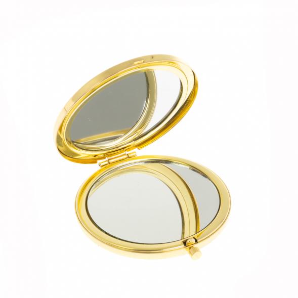 Карманное зеркало из чароита круглое цвет золото 130046