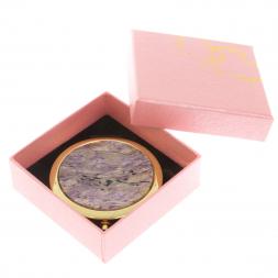 Карманное зеркало из чароита круглое цвет золото