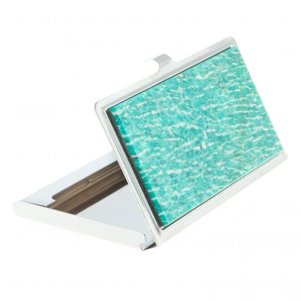 Карманная визитница из камня амазонит цвет серебро 122436