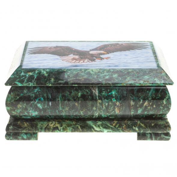 Шкатулка с иллюстрацией &amp;quot;Парящий орел&amp;quot; камень змеевик 17,5х9,5х7,5 см 124030