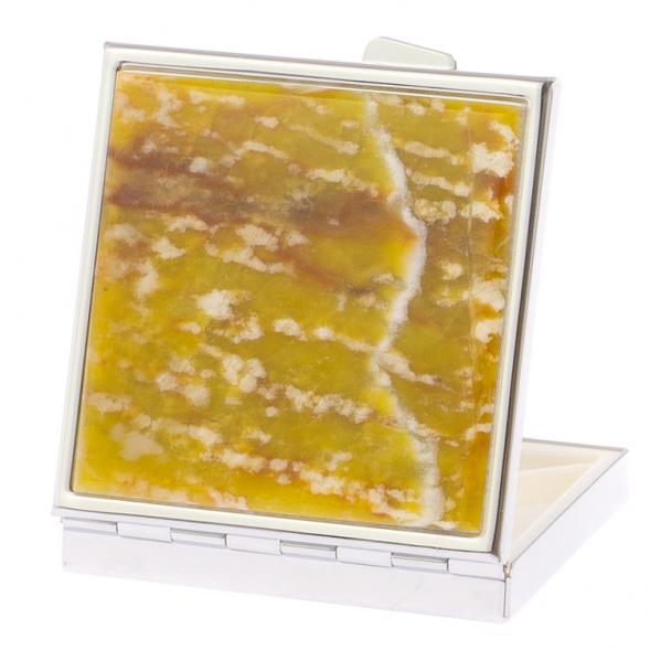 Таблетница на 4 отделения камень офит благородный цвет серебро 126090