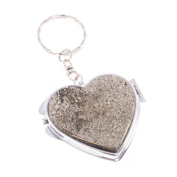 Складное зеркало брелок из камня пирит Сердце 126628