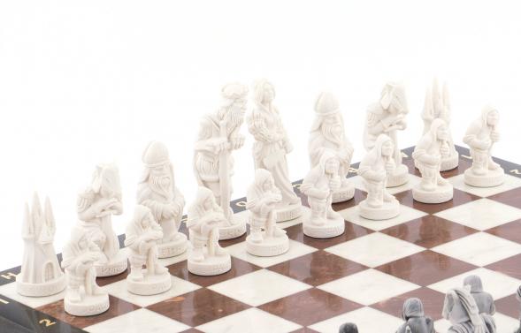 Шахматы с оригинальными фигурами &amp;quot;Средневековье&amp;quot; 40х40 см камень лемезит мрамор 119964