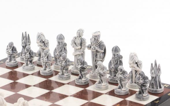 Шахматы с оригинальными фигурами &amp;quot;Средневековье&amp;quot; 40х40 см камень лемезит мрамор 119964