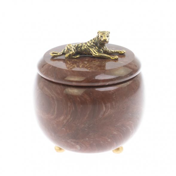 Шкатулка круглая &amp;quot;Гепард&amp;quot; из лемезита 8х8х8,5 см 129093