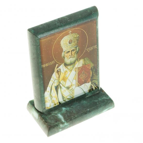 Икона &amp;quot;Николай Чудотворец&amp;quot; змеевик 8х4х9,5 см 123502