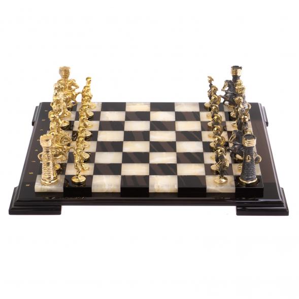 Шахматы &amp;quot;Римские&amp;quot; из бронзы доска 40х40 см камень обсидиан оникс 125496