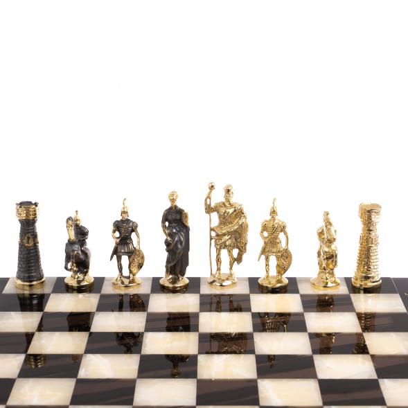Шахматы &amp;quot;Римские&amp;quot; из бронзы доска 40х40 см камень обсидиан оникс 125496