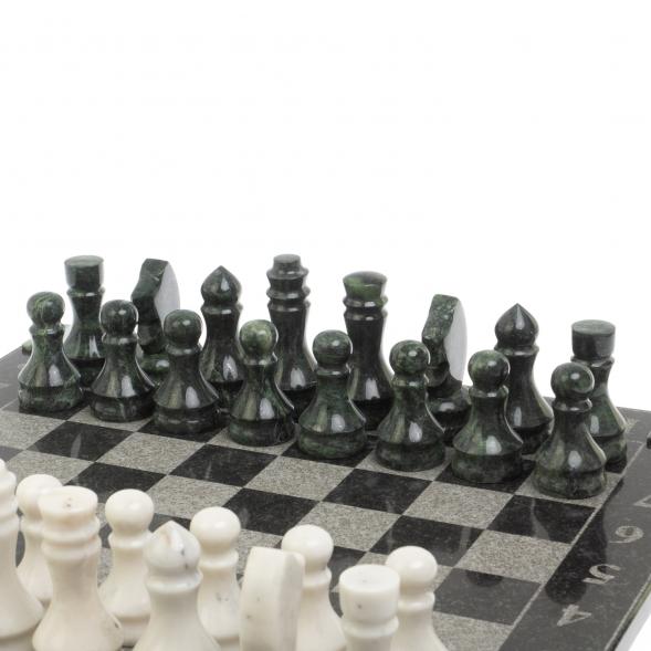 Шахматы &amp;quot;Турнирные&amp;quot; доска 44х44 см белый мрамор, змеевик 127088