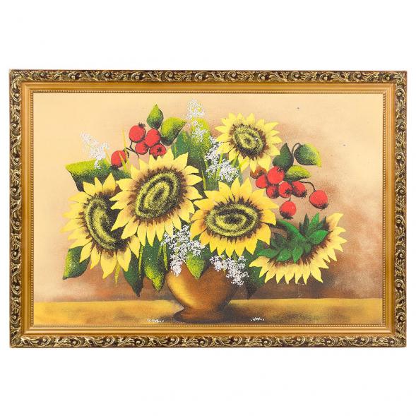 Картина с рисунком из каменной крошки &amp;quot;Натюрморт подсолнухи&amp;quot; багет 46х66 см 112449