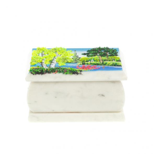 Шкатулка с рисунком &amp;quot;Лето&amp;quot; белый мрамор 10х6,5х6 см 127484