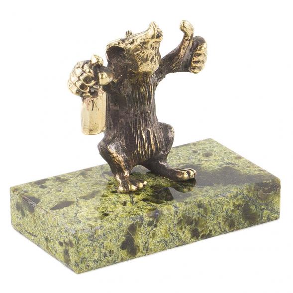 Статуэтка &amp;quot;Крыса алкоголик&amp;quot; бронза змеевик 120135