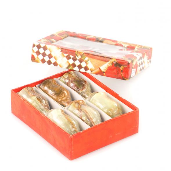 Рюмки для водки 30 мл на ножке набор 6 шт камень оникс 3,8х7,2 см в коробке (1,5х3) 121707