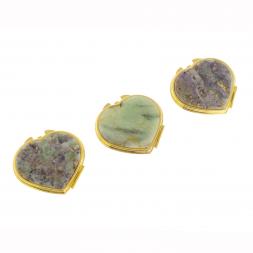 Зеркало карманное "Сердце" из флюорита цвет золото