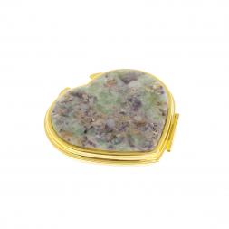 Зеркало карманное "Сердце" из флюорита цвет золото