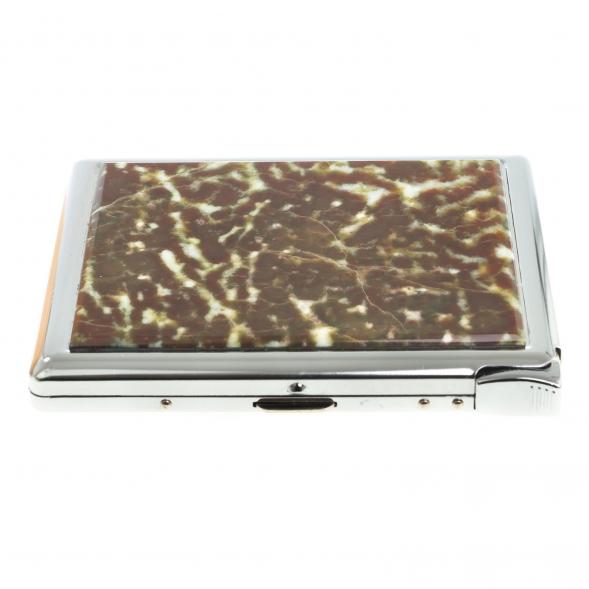 Портсигар на 10 сигарет с зажигалкой камень благородный офит 123407