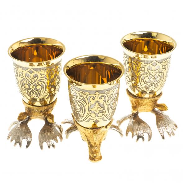 Подарочный набор &amp;quot;Лось&amp;quot; тарелка и 3 стопки перевертыша Златоуст 123680