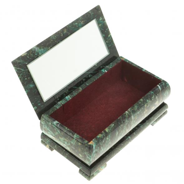 Шкатулка с иллюстрацией &amp;quot;Пара лебедей&amp;quot; камень змеевик 17,5х9,5х7,5 см / шкатулка для ювелирных украшений / для хранения бижутерии / для денег