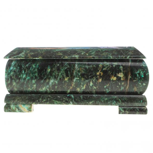 Шкатулка с иллюстрацией &amp;quot;Пара лебедей&amp;quot; камень змеевик 17,5х9,5х7,5 см / шкатулка для ювелирных украшений / для хранения бижутерии / для денег