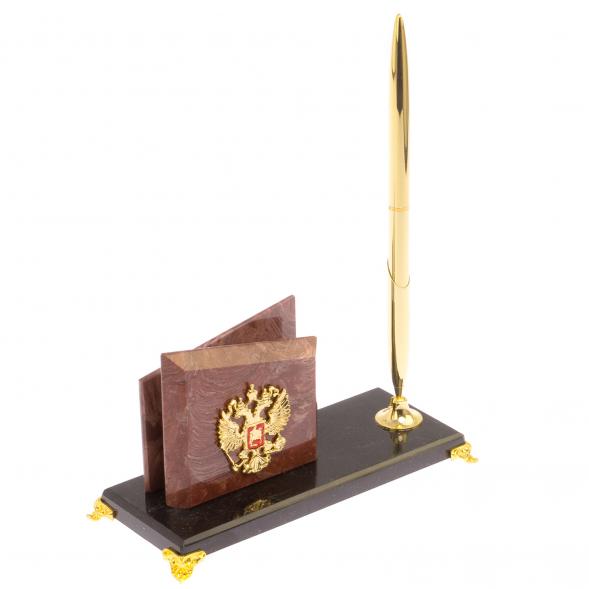 Настольная визитница &amp;quot;Мини 3&amp;quot; из лемезита на ножках 126243