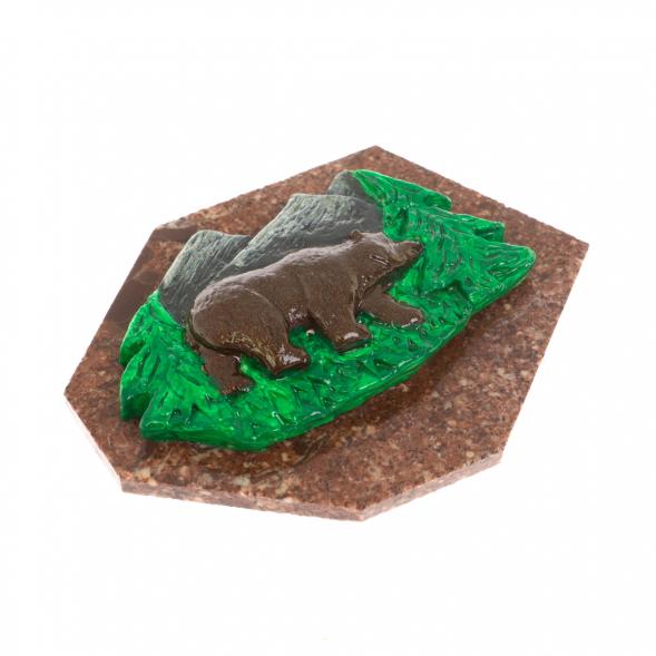 Магнит &amp;quot;Медведь идет&amp;quot; змеевик 118013