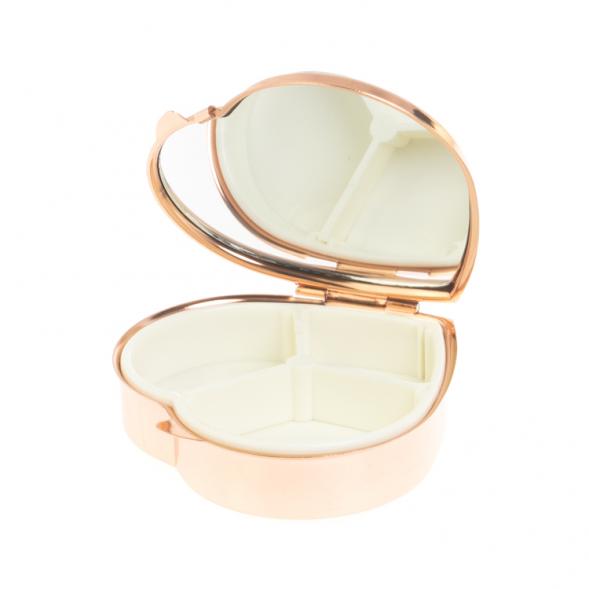 Таблетница &amp;quot;Сердце&amp;quot; на 3 отделения голубой апатит цвет красное золото 127403