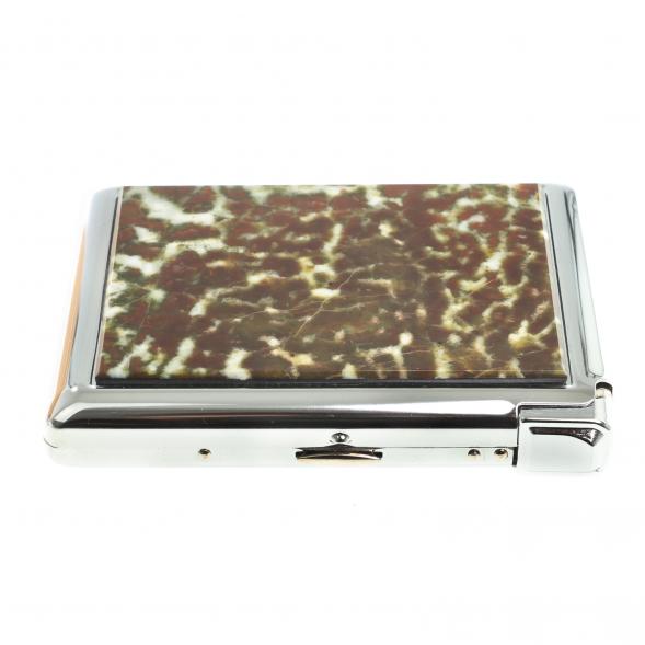 Портсигар на 20 сигарет с зажигалкой камень благородный офит 123408