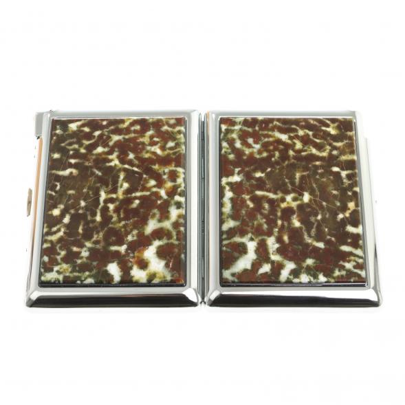 Портсигар на 20 сигарет с зажигалкой камень благородный офит 123408