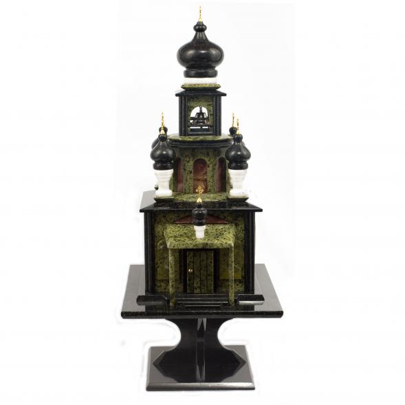 Подарочные часы &amp;quot;Храм&amp;quot; из камня змеевик и мрамор 113585