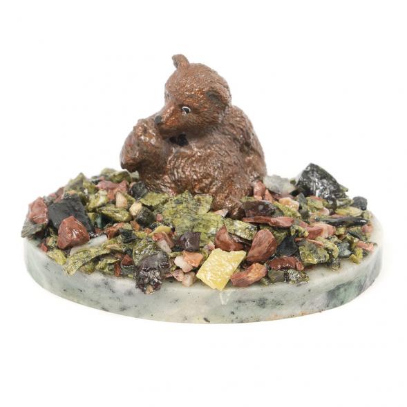 Сувенир &amp;quot;Медвежонок лижет лапу&amp;quot; змеевик 116915