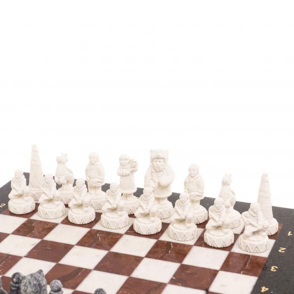 Шахматы &amp;quot;Северные народы&amp;quot; доска 40х40 см лемезит мрамор 126553