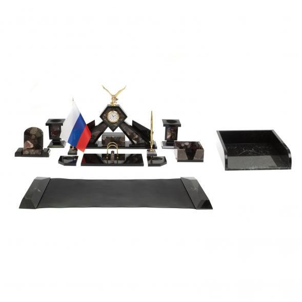 Настольный набор &amp;quot;Орел&amp;quot; из конгломерата с бюваром и лотком А4 126935