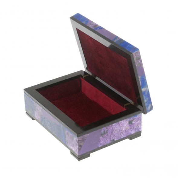 Шкатулка &amp;quot;Мозайка&amp;quot; из лазурита и чароита 11х7,5х4,5 см 127165