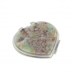 Зеркало карманное "Сердце" из флюорита цвет серебро
