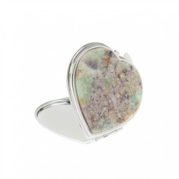 Зеркало карманное &amp;quot;Сердце&amp;quot; из флюорита цвет серебро 130048