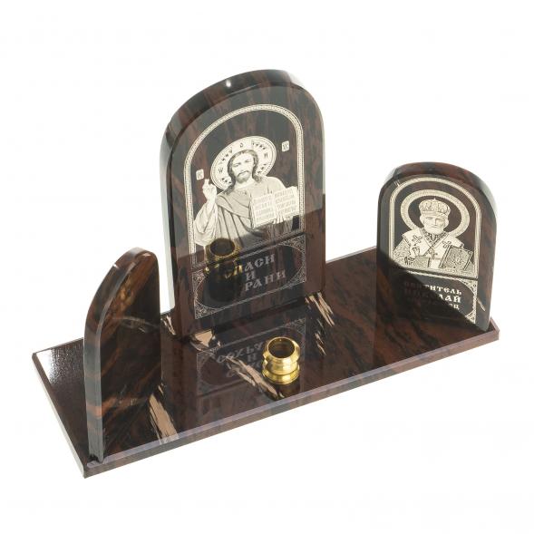 Икона триптих &amp;quot;Спаситель, Богоматерь, Николай&amp;quot; камень обсидиан 122911